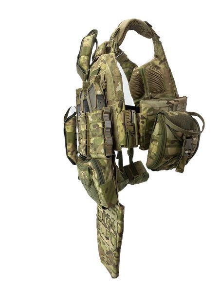 Бронежилет тактичний Steel Warrior. Плитоноска з плитами, балістичним захистом, рюкзаком та підсумками M-WIN GEN.2 Multicam M-L 1022 фото